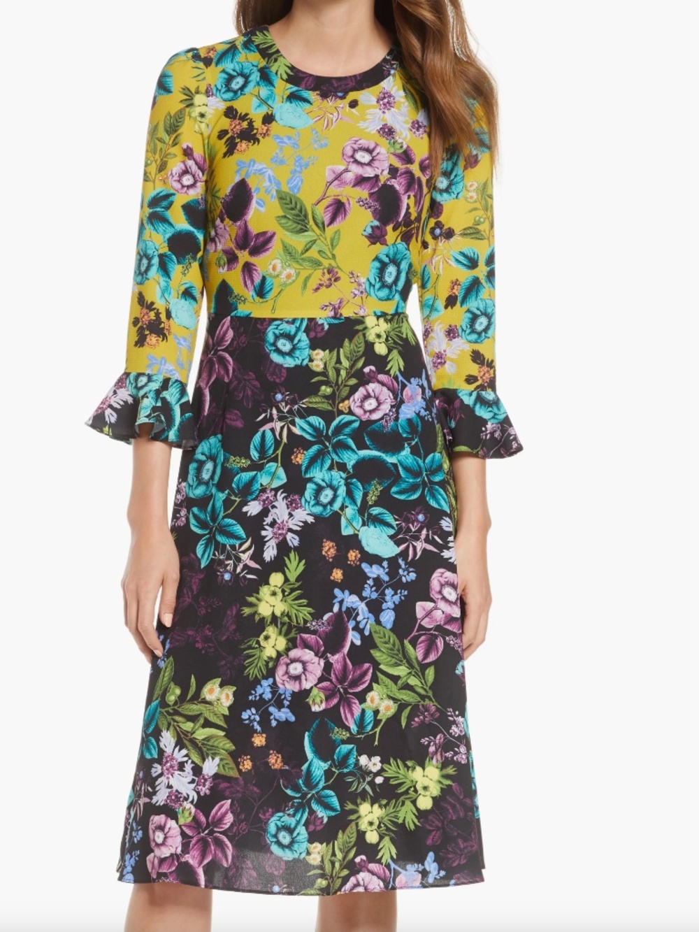 Eliza J Floral Fit & Flare Color block floral Dress size 10- 75%off